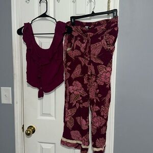 Boho cropped pants set